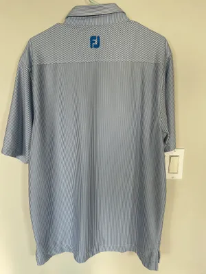 Footjoy Mens Short Sleeve Stripes Polo Golf Shirt Size Large Blue/White thumbnail 2