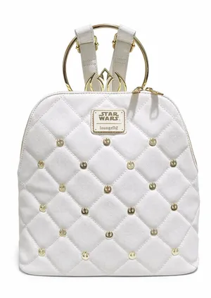 Star Wars Rebel Loungefly White Quilted Mini backpack with Gold hardware thumbnail 1