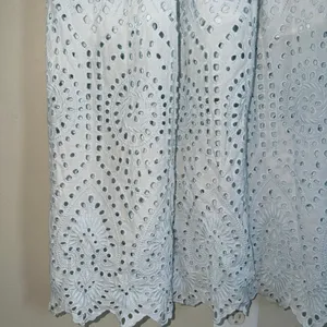 Avec Les Filles Eyelet Lace Midi Dress Size 12 Light Blue/White Cotton thumbnail 8