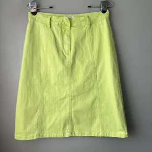 Christopher & Banks Skirt Size 6 Dopamine Lime Green A-line Midi Stretch Denim thumbnail 2