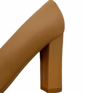 IDIFU Chunky Block Heel Pumps Nude Tan Pointed Toe 4” Heel Size 7.5 Office Work thumbnail 9