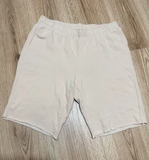 Aerie Sweat Shorts Women's S Cream Raw Hem High Waist Pull On French Terry thumbnail 1