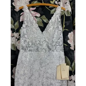 Lanting Bride White Lace embroidered Mermaid Wedding Dress V-Neck S M thumbnail 2