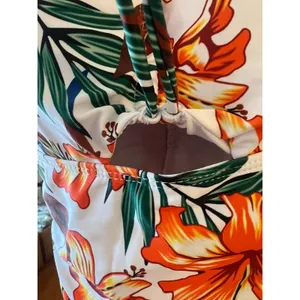 1XL Tropical Floral Peplum Tankini Swim Top Hibiscus Vacation Beach Cruise thumbnail 4