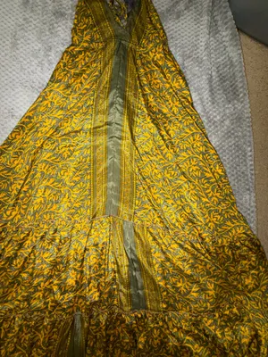 Indian Silk Halter Maxi Dress Yellow thumbnail 9