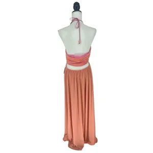 STAUD Kanha Reversible Mesh Halter Maxi Dress Orange Pink XL‎ thumbnail 9