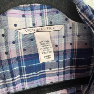 Victoria's Secret Women's Blue Purple Plaid Polka‎ Dot Nightgown Size Small thumbnail 2