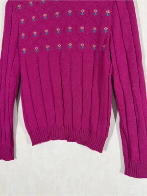 Pendleton Women’s Vintage 100% Virgin Wool Floral Sweater in Pink S thumbnail 6