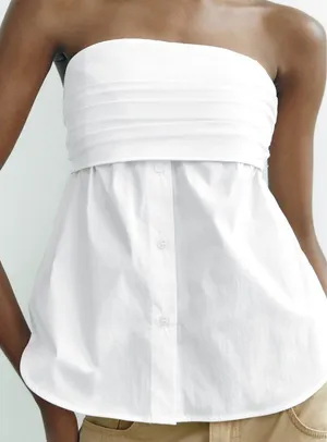 ZARA NWT  STRETCH POPLIN TOP WHITE. SIZE Medium thumbnail 8