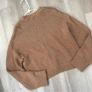 White + Warren Sweater cotton slub easy crewneck womens Brown (small) minimalist thumbnail 5