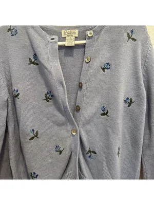 Classic Elements Embroidered Cardigan Petite S Blue thumbnail 4