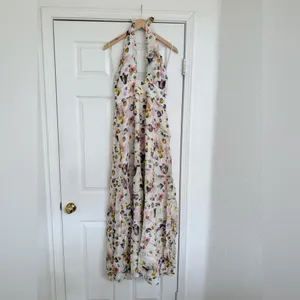 Amanda Uprichard Estella Floral Maxi Dress Halter Cream White‎ Pink Backless M thumbnail 5