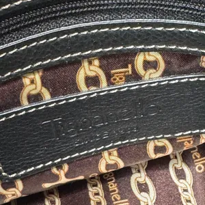 Tignanello Black Genuine Leather Satchel Handbag Buckle Top Handle Y2K thumbnail 7