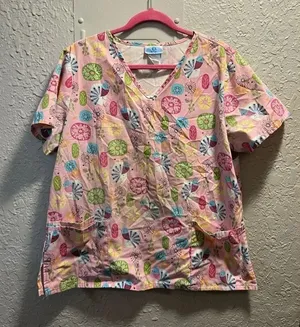 SB Scrubs Patterned Scrub Top Woman’s Size Large thumbnail 1