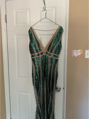 Green Sequin Prom Dress Size XL thumbnail 3