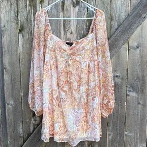 NWT Lulus Radiant Suggestion Paisley Babydoll Dress Size Large thumbnail 5
