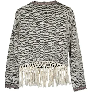 Miss Me Geometric Diamond Fringe Cropped Jacket Cardigan Sweater Women‎ Size M thumbnail 2