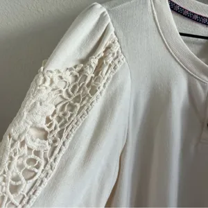 Knox Rose Cream Boho Button Lace Sweatshirt Long Sleeve Medium thumbnail 5