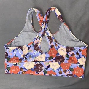 Be. Active Bra Womens Medium Lilac Floral Sport Workout Athletic Gym Casual thumbnail 3