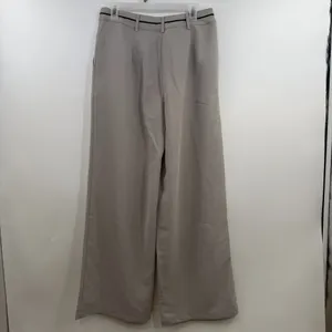 White Fox Its A Given Pants M NWT Gray Mid Rise Wide Leg Pleated Trousers thumbnail 3