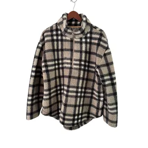 Koolaburra‎ by UGG Plaid Fleece Pullover Quarter Zip Jacket Women's Medium Tan thumbnail 7