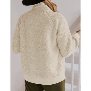 Sherpa Fleece Jacket Warm Long Sleeve Button Down Fuzzy Faux Wool with Pockets S thumbnail 5