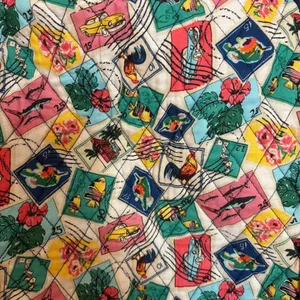 EUC Vera Bradley Large Travel Duffel Bag Cuban Stamps Zipper Handles Pockets thumbnail 3