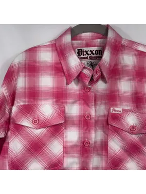 Dixxon The Valentine Women’s M Pink Plaid Cropped Flannel thumbnail 2