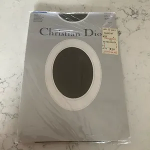 Christian Dior Vintage Diorella pantyhose sandalfoot top control sheer leg olive size 4 thumbnail 1