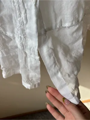 Vintage White Embroidered and Beaded Button-Down Shirt thumbnail 7