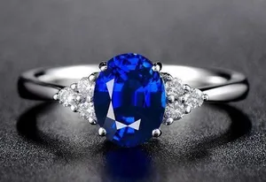 Women's Adjustable Blue Crystal Sapphire Ring thumbnail 1
