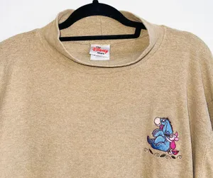 Disney Tan Embroidered Piglet & Eeyore Rib Turtleneck Sweater thumbnail 2