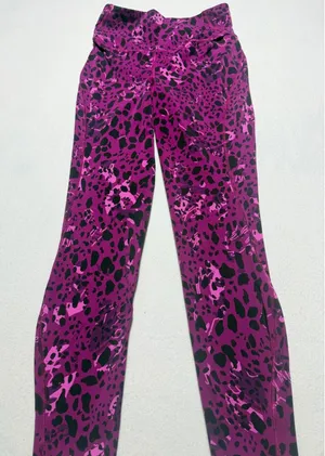 Lululemon Purple Leopard Print Leggings Size 4 thumbnail 1