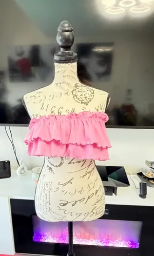 Monki Ruffle Frills Bandeau Bikini Top in Pink - Size M (NWT) thumbnail 6