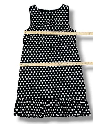 Betsey Johnson Polka Dot Ruffle Hem Sleeveless Sheath Dress Black White 14 thumbnail 12