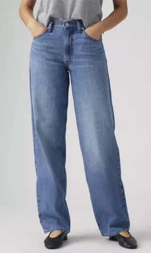 Levi’s Premium Baggy Dad Lightweight Linen Denim Jeans Heavy Check 25x30 NWT thumbnail 1