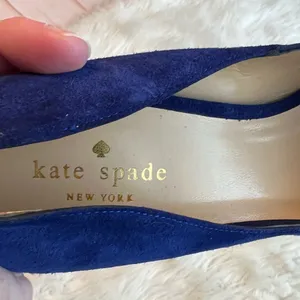 Kate Spade Heels | New York Dreamer Blue Suede Heart Peep Toe Pumps Size 8 1/2 B thumbnail 4