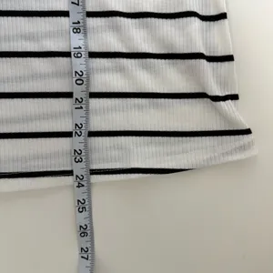 Shein Striped Top White Black Contrast Ribbed Fitted Long Sleeve thumbnail 9