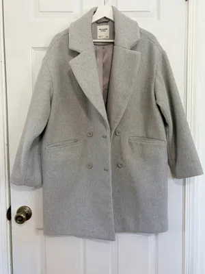 Abercrombie & Fitch Gray Double Breasted Coat S Old Money Quiet Luxury Preppy thumbnail 4
