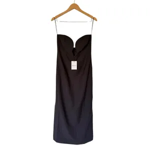Bardot Black‎ Strapless Deep V Plunge Midi Dress Size XL Formal Cocktail NEW thumbnail 2