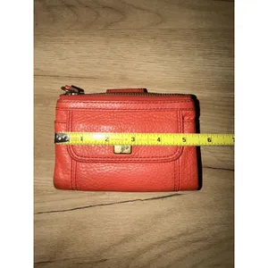 Fossil Red Compact Wallet‎ Pebble Leather Card Case F thumbnail 2