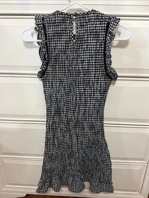 Storia Black and White Gingham Ruffle Mini Dress thumbnail 3