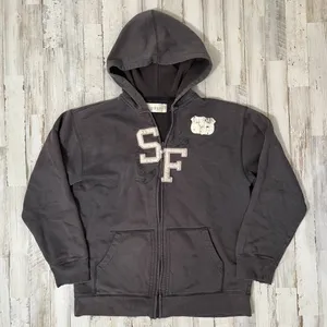 Vintage Y2K Old Navy San Francisco Gray Faded Thrashed Zip Hoodie‎ Womens Large thumbnail 1