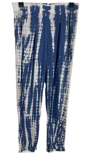 Darah Dahl Women’s Tie Dye Pants Blue White Boho Lounge Casual Lightweight M thumbnail 1
