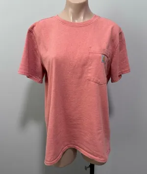 Carhartt Loose Fit Heavyweight Short Sleeve Pocket T-shirt Large Pink Salmon thumbnail 1
