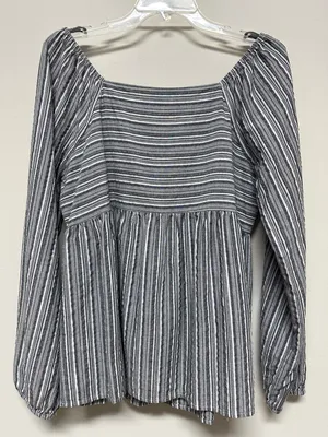 NWT Savanna Jane Striped Peasant Blouse with Pink Floral Embroidery thumbnail 5