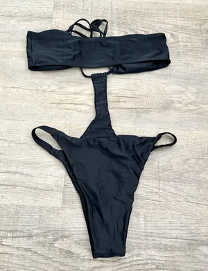 Matte Collection black cut out one piece bikini size M. thumbnail 4