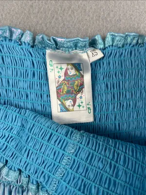 Queen of Sparkles Iridescent Blue Smocked Swing Shorts Size: XS thumbnail 2