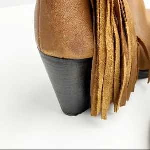 STEVE MADDEN Woodstock Distressed Leather Upper Fringe Booties Size 6.5 Boho thumbnail 5