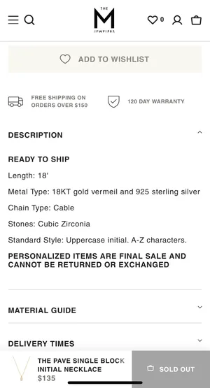 M Jewelers Initial “B” Necklace thumbnail 3